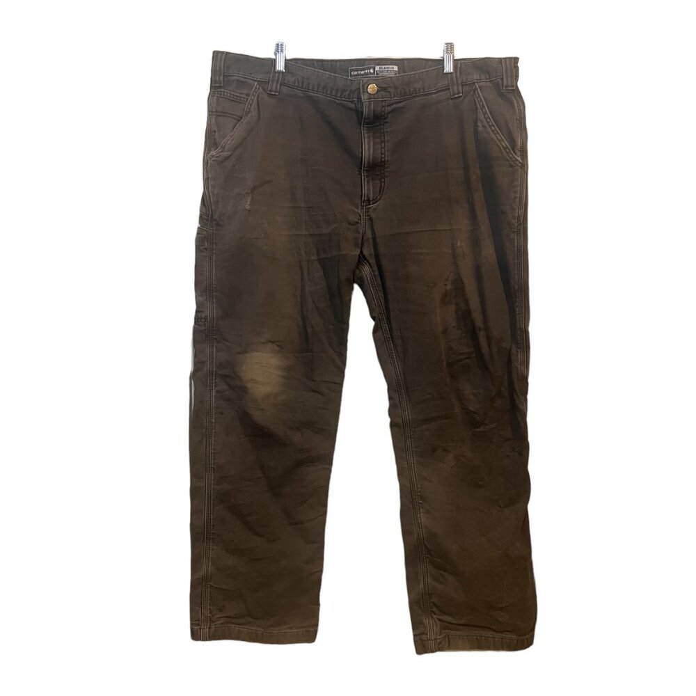 Carhartt Grey Rugged Flex Relaxed Fit Flannel-Lined Utility Work Pant Size 42x30